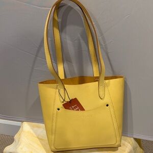 Portland Leather goods, classic small tote vanilla NWT pale, yellow shoulder bag